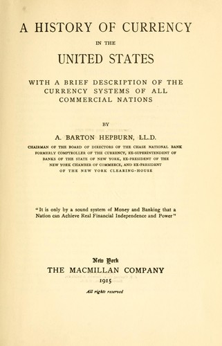 Cover for A history of currency in the United States