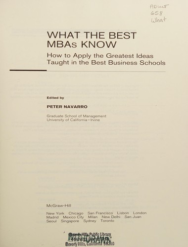 Cover for What the best MBAs know