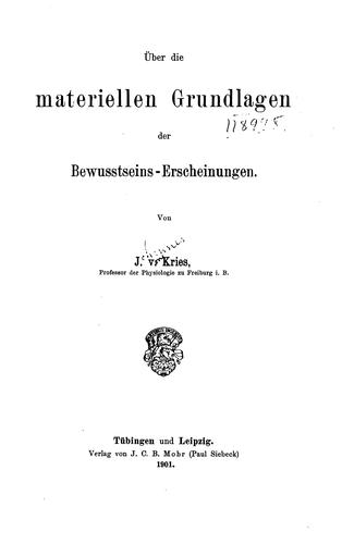 Cover for Über die materiellen Grundlagen der Bewusstseins-erscheinungen