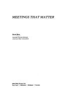 Cover for Meetings that matter