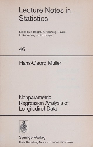 Cover for Nonparametric regression analysis of longitudinal data