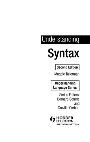 Cover for Understanding syntax