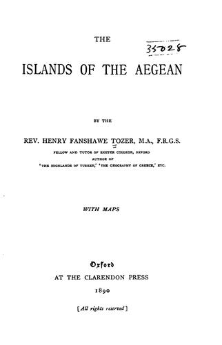 Cover for The islands of the Aegean