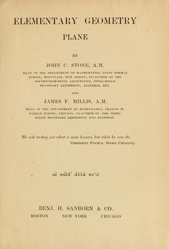 Cover for Elementary geometry, plane