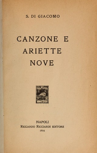 Cover for Canzone e ariette nove