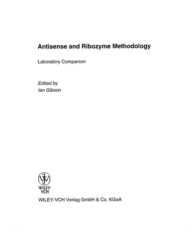 Cover for Antisense and Ribozyme Methodology