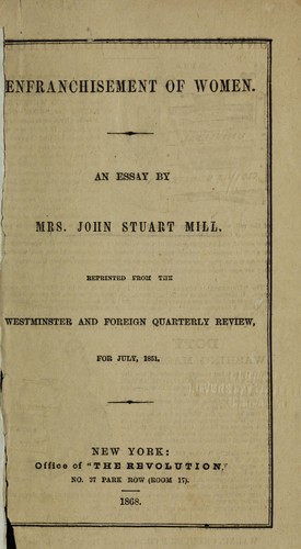 Cover for Enfranchisement of women ...