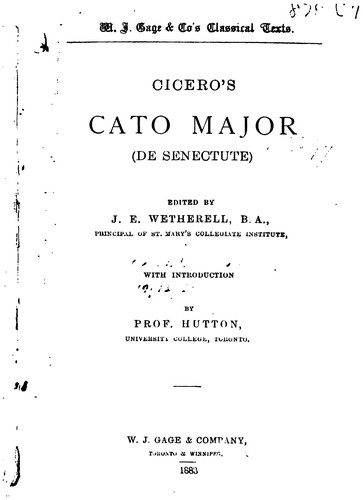 Cover for Cicero's Cato major (de senectute)
