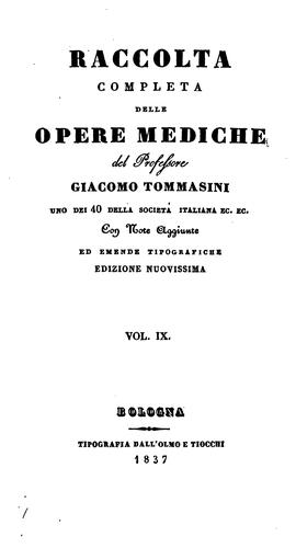 Cover for Raccolta completa delle opere mediche: Con note aggiunte ed emende tipografiche