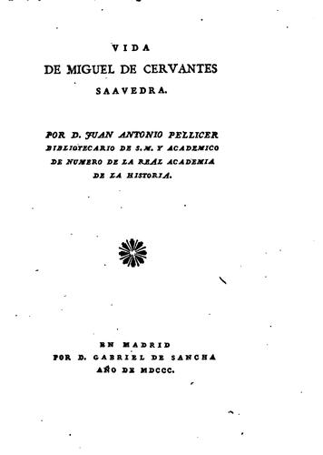 Cover for Vida de Miguel de Cervantes Saavedra.
