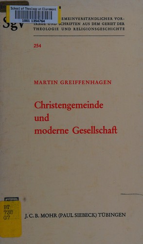 Cover for Christengemeinde und moderne Gesellschaft