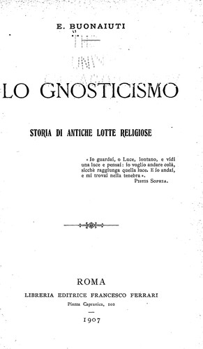 Cover for Lo gnosticismo