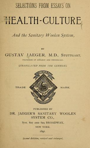 Cover for Selections from essays on health culture and the sanitary woolen system