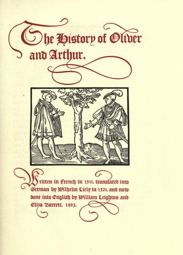Cover for The history of Oliver and Arthur