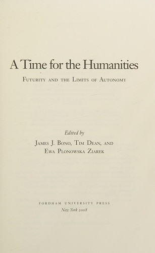 Cover for A time for the humanities