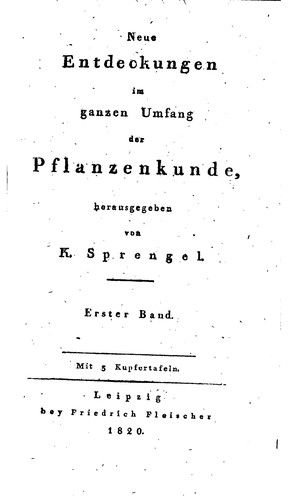 Cover for Neue Entdeckungen im ganzen Umfang der Pflanzenkunde