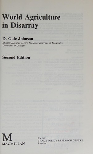 Cover for World agriculture in disarray
