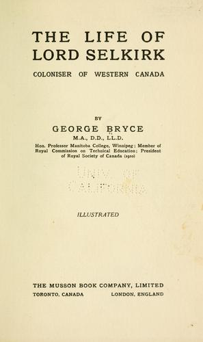 Cover for The life of Lord Selkirk