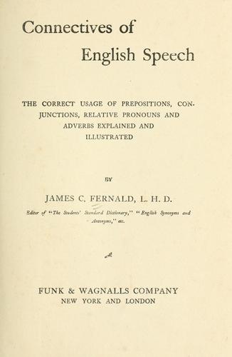Cover for Connectives of English speech.