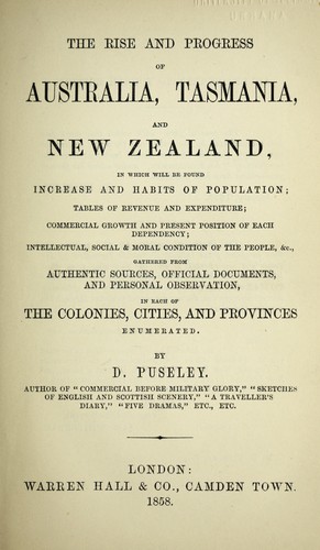 Cover for The rise and progress of Australia, Tasmania, and New Zealand