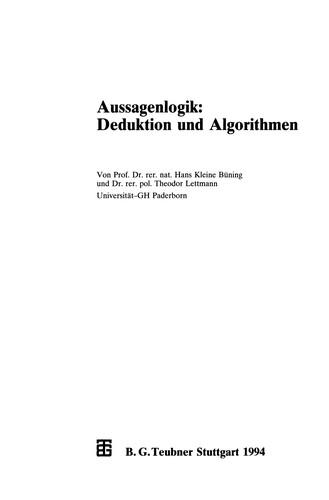Cover for Aussagenlogik: Deduktion und Algorithmen