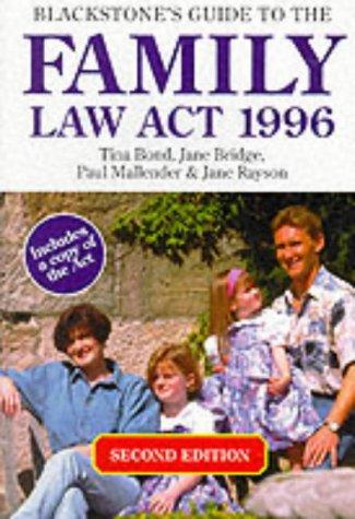 Cover for Blackstone's Guide to the Family Law Act, 1996 (Blackstone's Guide)