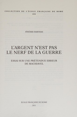 Cover for L'argent n'est pas le nerf de la guerre