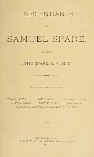 Cover for Descendants of Samuel Spare