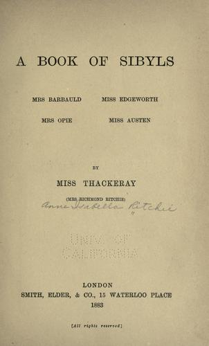 Cover for A book of sibyls - Mrs. Barbauld, Miss Edgeworth, Mrs. Opie, Miss Austen.