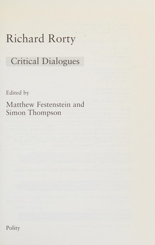 Cover for Richard Rorty