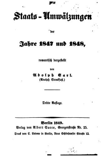 Cover for Die Staats-umwälzungen der Jahre 1847 und 1848
