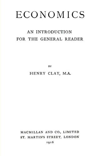 Cover for Economics, an introduction for the general reader