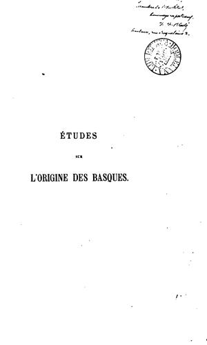 Cover for Études sur l'origine des Basques
