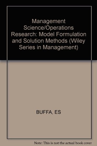 Cover for Management science/operations research