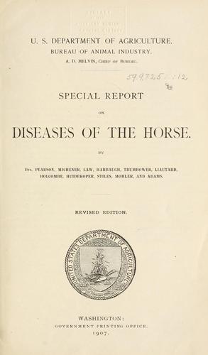 Cover for Special report on diseases of the horse