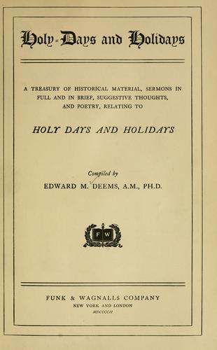 Cover for Holy-days and holidays
