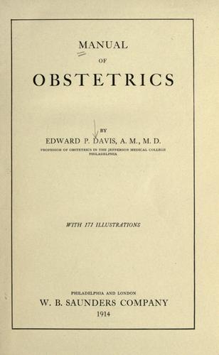 Cover for Manual of obstetrics