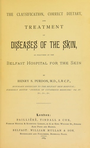 Cover for Classification, correct dietary, and treatment of diseases of the skin