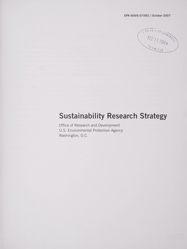 Cover for Sustainability research strategy