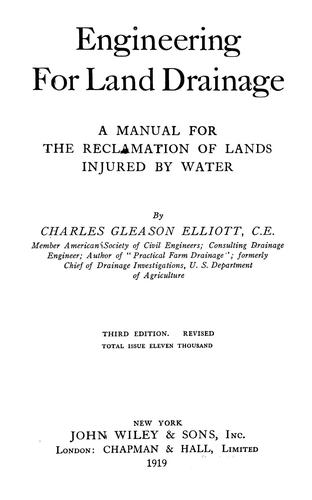 Cover for Engineering for land drainage