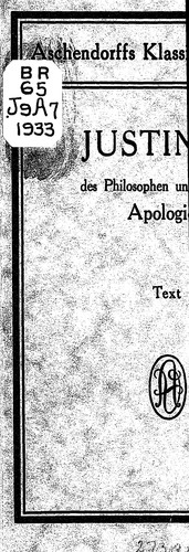 Cover for Justinus' des Philosophen und Märtyrers Apologien