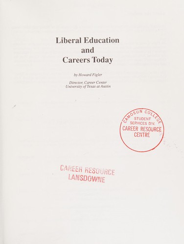 Cover for Liberal education and careers today