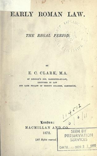 Cover for Early Roman law