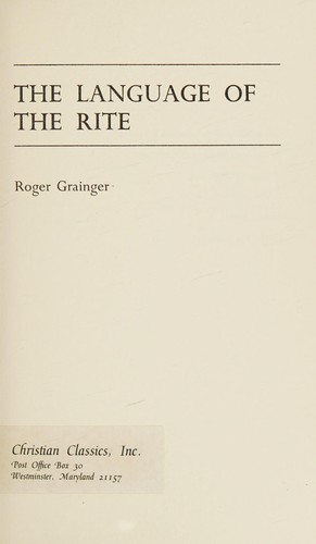 Cover for The language of the rite.