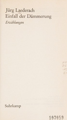 Cover for Einfall der Dämmerung