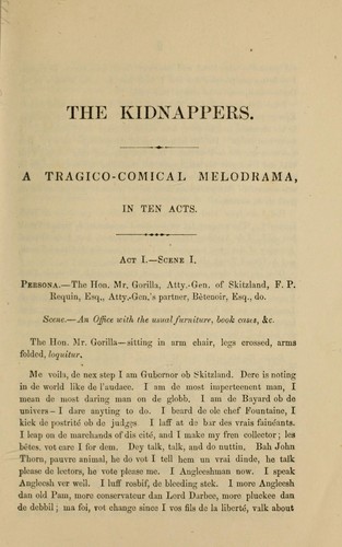 Cover for The kidnappers : a tragico-comical melodrama in ten acts