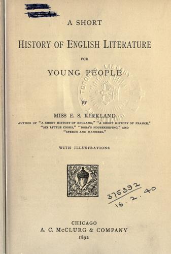 Cover for A short history of English literature for young people.