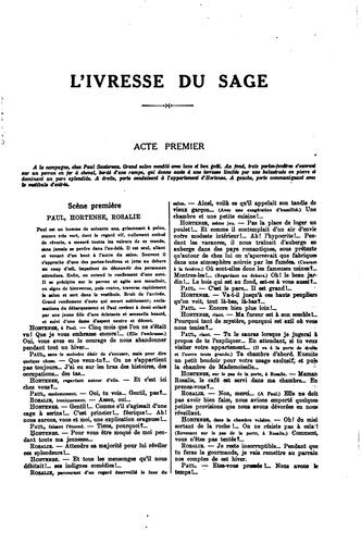 Cover for L'ivresse du sage: comédie en trois actes ... représentée pour la première ...