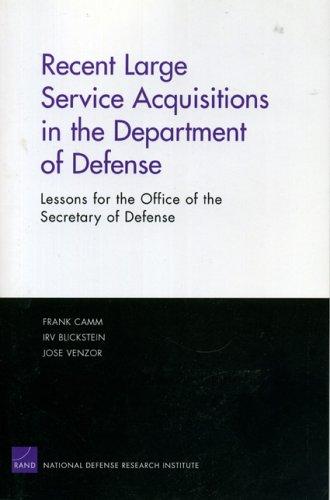 Cover for Recent Large SErvice Acquisitions in the Department of Defense