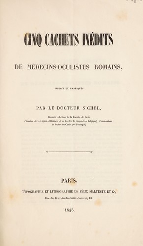 Cover for Cinq cachets inédits de médecin-oculistes romains publiés et expliqués